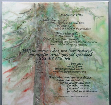 Meadow Tree - artwork and pointed brush lettering by Renate, words by Keith